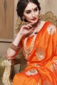 Pretty Orange Cotton and silk Saree