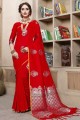 Sassy Red Cotton and silk Saree