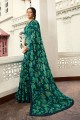 Fascinating Rama green Georgette Saree