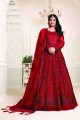 Red Net Eid Anarkali Suit