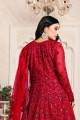 Red Net Eid Anarkali Suit