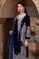 Navy blue Faux georgette Eid Pakistani Suit