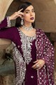 Wine Faux georgette Eid Pakistani Suit