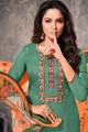 Mehendi green Cotton Eid Pakistani Suit
