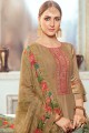 Brown Georgette and satin Eid Palazzo Suit