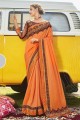 Light Orange Silk  Saree