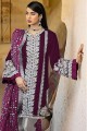 Wine purple Faux georgette Eid Pakistani Suit
