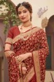 Rust red Silk  Party Wear Saree