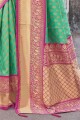 Trendy Rama green Silk South Indian Saree