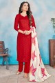 Red Rayon Palazzo Suit