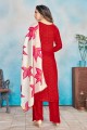 Red Rayon Palazzo Suit