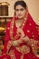 Magnificent Red Georgette Bridal Saree