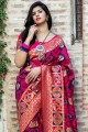 Dazzling Pink Banarasi raw silk Saree