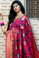 Dazzling Pink Banarasi raw silk Saree