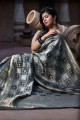 Attractive Grey Banarasi raw silk Saree