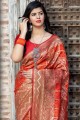 Stunning Red Banarasi raw silk Saree