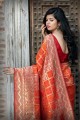 Stunning Red Banarasi raw silk Saree