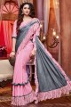 Pink Satin  Saree
