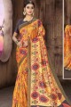 Mustard Tusser art silk Saree
