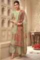Olive Green Satin and silk Palazzo Suit