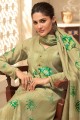 Olive Satin and silk Palazzo Suit