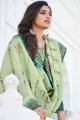 Shaded Green Satin and silk Palazzo Suit