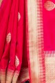 Opulent Carrot pink Banarasi raw silk Saree