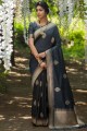 Ravishing Black Banarasi raw silk Saree