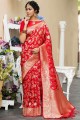 Voguish Red Banarasi raw silk Saree