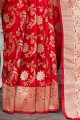 Voguish Red Banarasi raw silk Saree