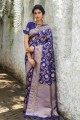 Ethinc Royal blue Banarasi raw silk Saree