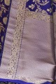 Ethinc Royal blue Banarasi raw silk Saree