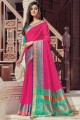 Pink Cotton  handloom Saree