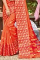 Adorable Orange Silk Saree