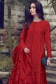 Red Cotton Palazzo Suit