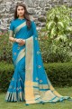 Indian Ethnic Sky blue Silk South Indian Saree