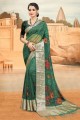 Fashionable Rama green Silk South Indian Saree