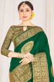 Snazzy Green Silk South Indian Saree
