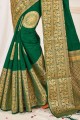Snazzy Green Silk South Indian Saree