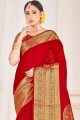 Stunning Red Silk South Indian Saree