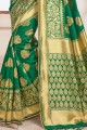 Fascinating Green Banarasi raw silk Banarasi Saree