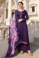 Purple Tussar silk Palazzo Suit