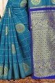 Blue Cotton  Banarasi Saree