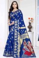 Royal blue Banarasi raw silk  Banarasi Saree