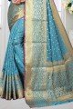 Light blue Silk  South Indian Saree