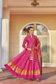 Pink Jacquard Anarkali Suit