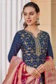 Royal blue Jacquard Anarkali Suit