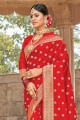 Voguish Red Silk Wedding Saree