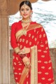 Fashionable Red Silk Wedding Saree