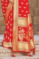 Fashionable Red Silk Wedding Saree